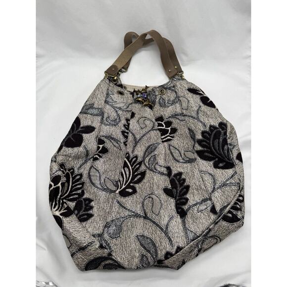 Zen Amsterdam Tapestry Hobo Tote Purse Shoulder Bag Purple Sliver Floral - Picture 11 of 13